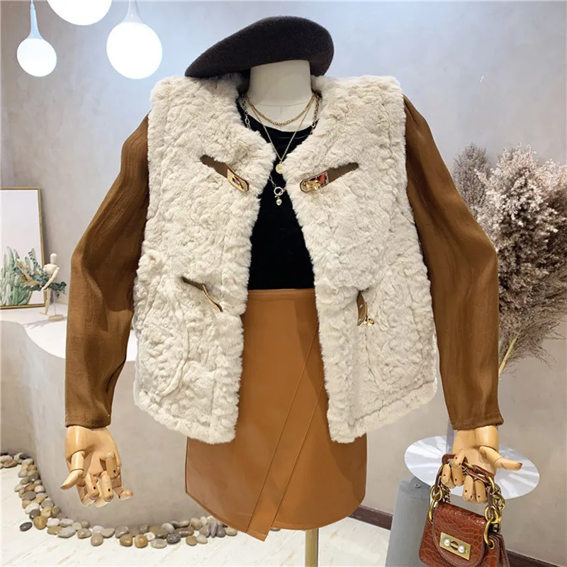 

New Women's Clothing 2021 Autumn Winter Fur integration Lamb hair Vest coat Temperament vest