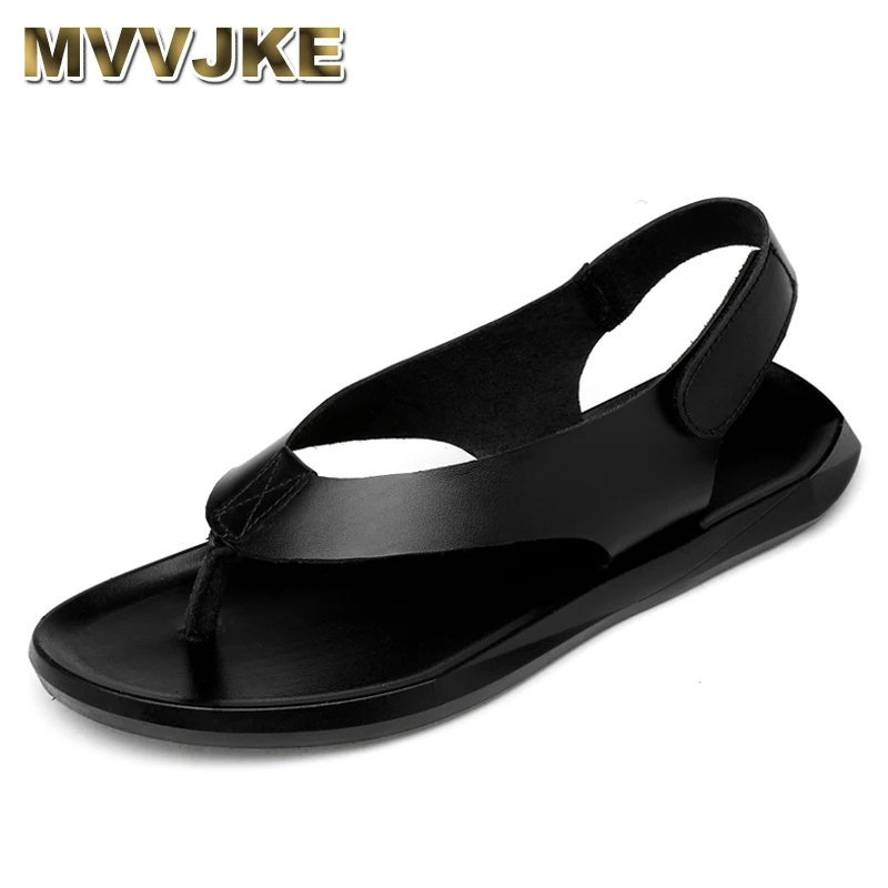 

MVVJKE Summer Flip Flops Outdoor Slippers Comfortable Men Casual Shoes Genuine Leather Men Shoe Comfortable Luxury Beach Sandal