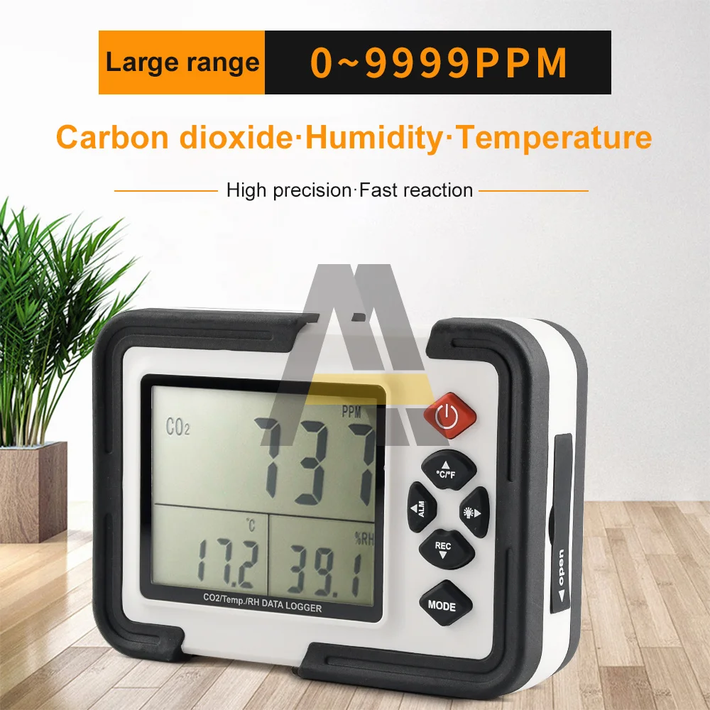 

Multi-function Digital CO2 Temp/RH/data logger Monitor Detector CO2 Gas Analyzer 9999ppm Relative Humidity Tester HT-2000