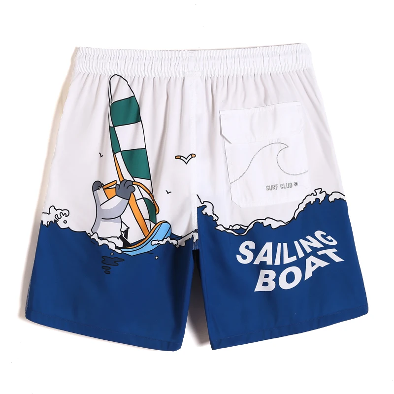 Мужской купальный костюм пляжные шорты мультяшный парусник плавки praia joggers