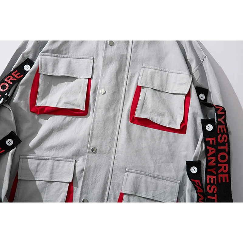 Moomphya новинка 2019 с лентами несколькими карманами куртка хипстера Мужская Уличная