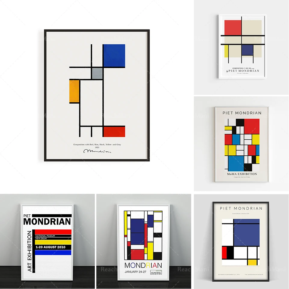 Выставочный плакат Piet Mondrian | Печать Абстрактное искусство Современное Настенный