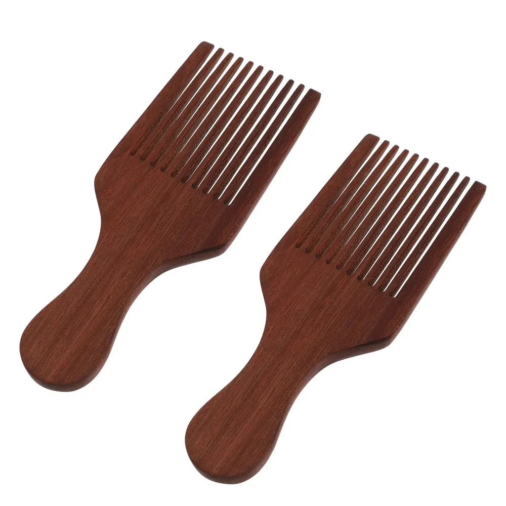 

2pcs Wide Flat Hairdressing Comb Long Tooth Big Back Head Comb Wooden Hair Comb