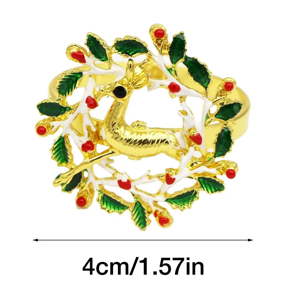 

6 Pcs Christmas Napkin Ring Napkin Buckle Holder Elk Wreath Shaped Table Decoration For Hotel Home Christmas Gathering Dinner