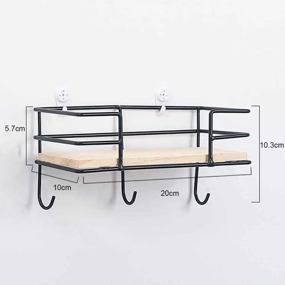 Креативная железная деревянная настенная стойка для хранения с крючками