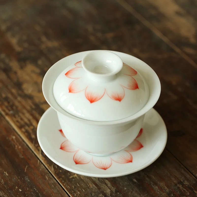 Новые чаши из белого фарфора ручной росписи с тремя талантами большие китайские