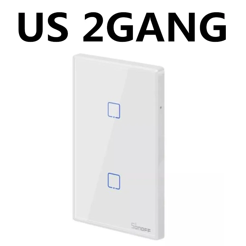 US 2 GANG Великобритания, США, ЕС, 1-3 комплекта, AC 90 В-250 В, 600 Вт, wifi и RF 86 Тип, умный настенный сенсорный светильник, модуль переключателя 1CH 2CH 3CH для SONOFF T1 - Комплект: US 2 GANG