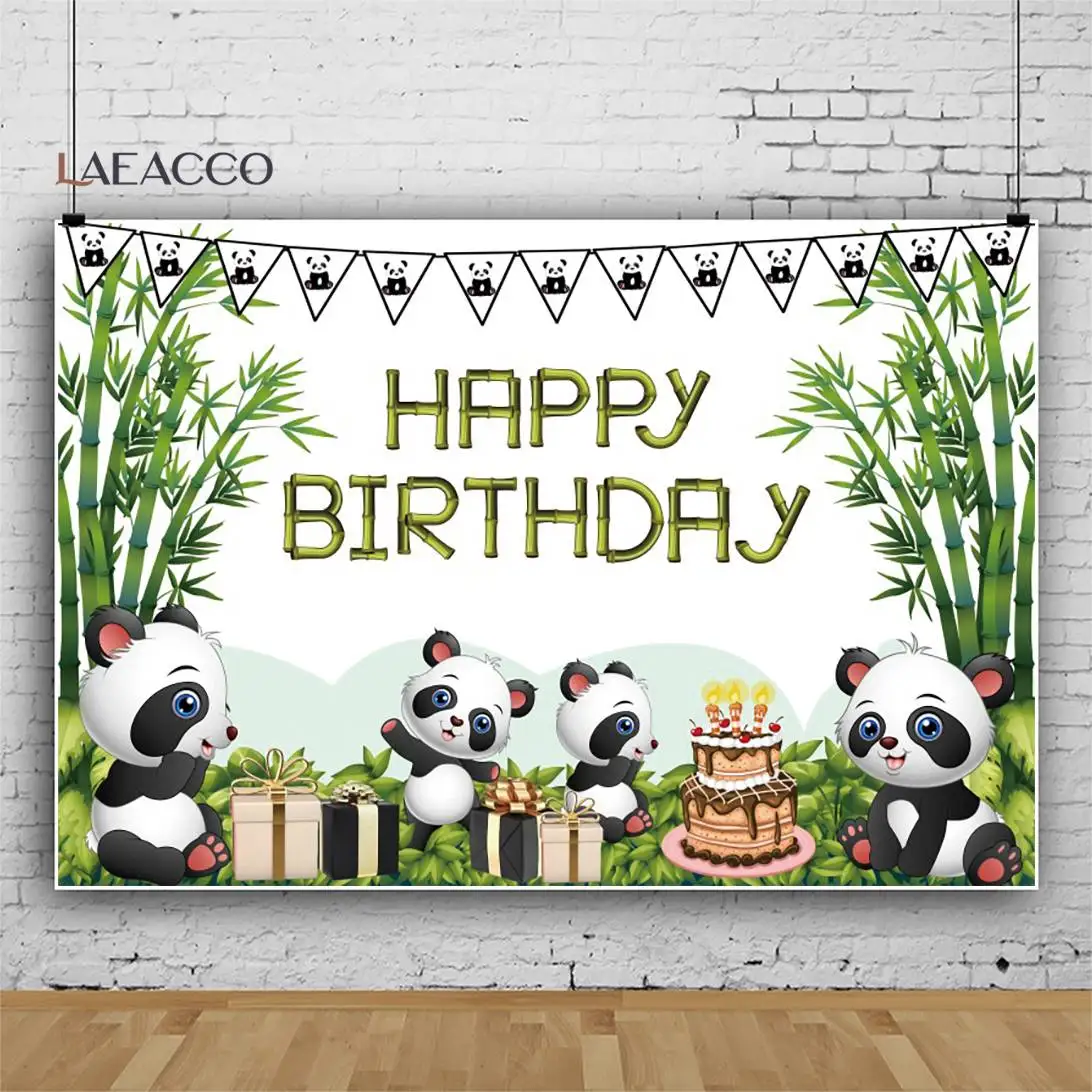 

Мультфильм бамбук панда фон новорожденный ребенок душ Дети Мальчик День Рождения фотография фон для фотостудии реквизит для фотосессии