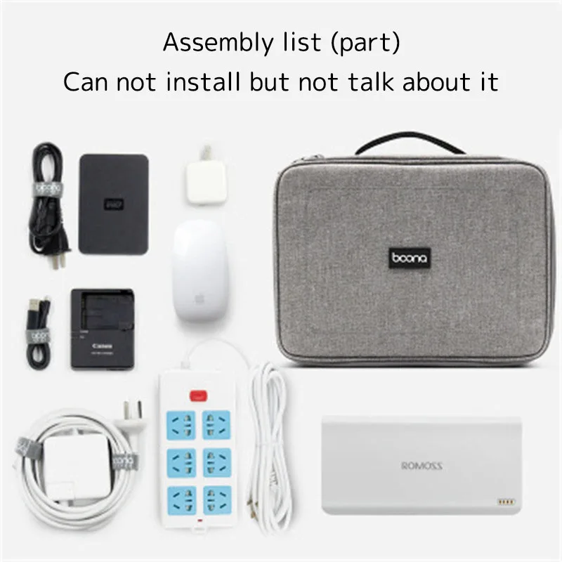 Большая двухслойная дорожная цифровая сумка для хранения Портативная на молнии