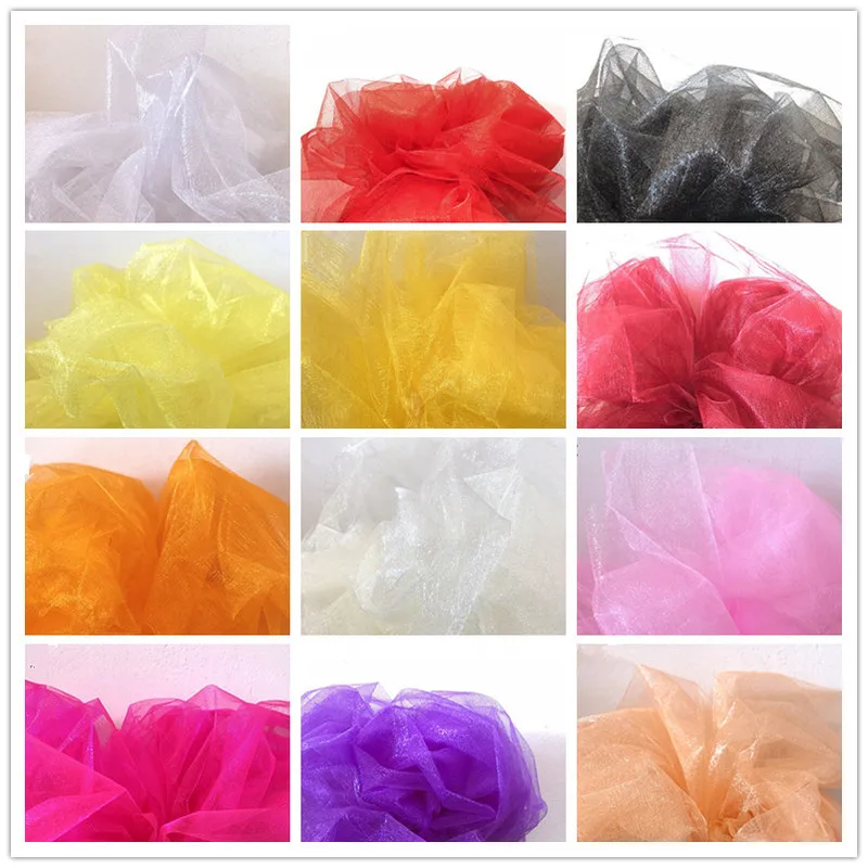 

10M /5M X 48cm Mariage Yarn Tulle Roll Sheer Crystal Organza Fabric Birthday Event Party Supplies for Wedding Decoration