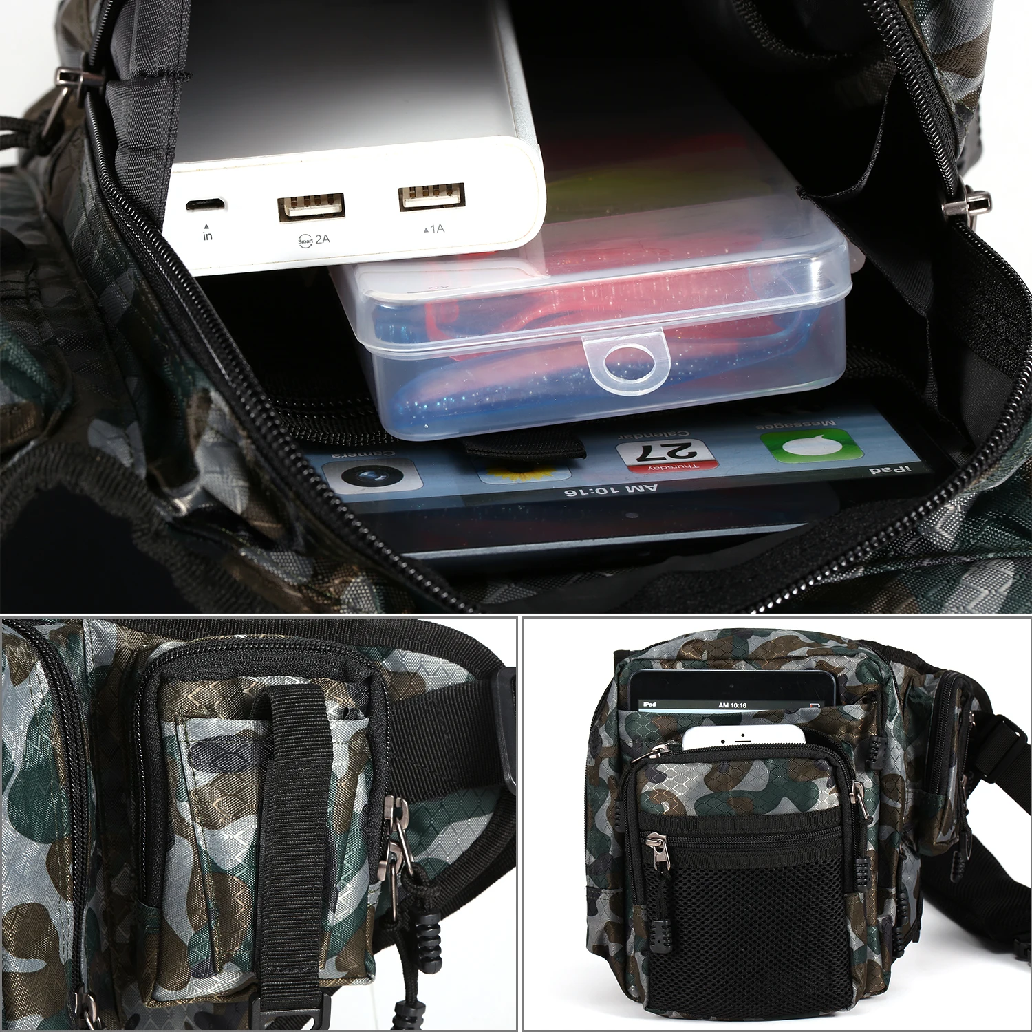 

Multi-Purpose Fishing Bag Waterproof Canvas Fishing Reel Lure Tackle Bag Nylon Outdoor Khaki Camouflage Tackle Bag