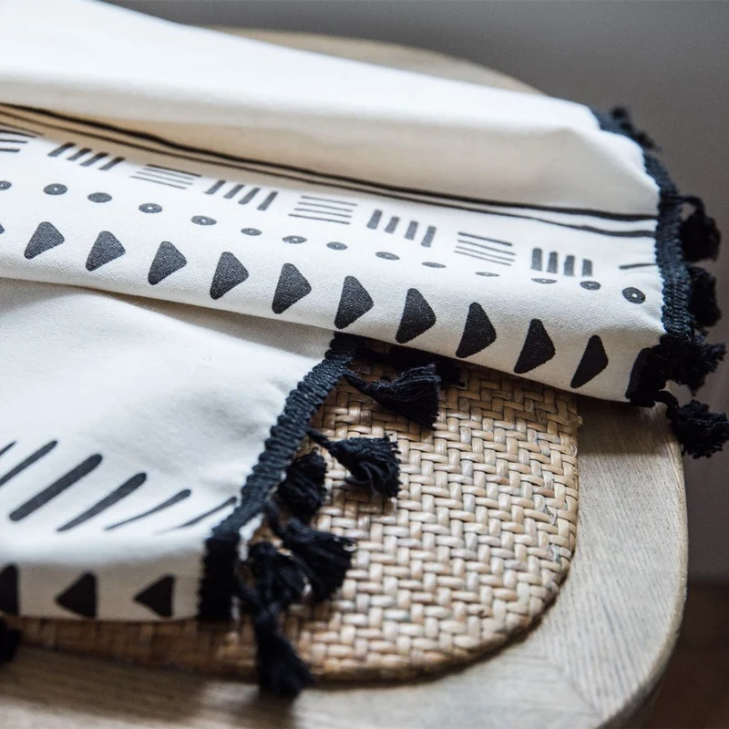 1 шт. занавеска из хлопка и льна с принтом кисточек|Занавески| |