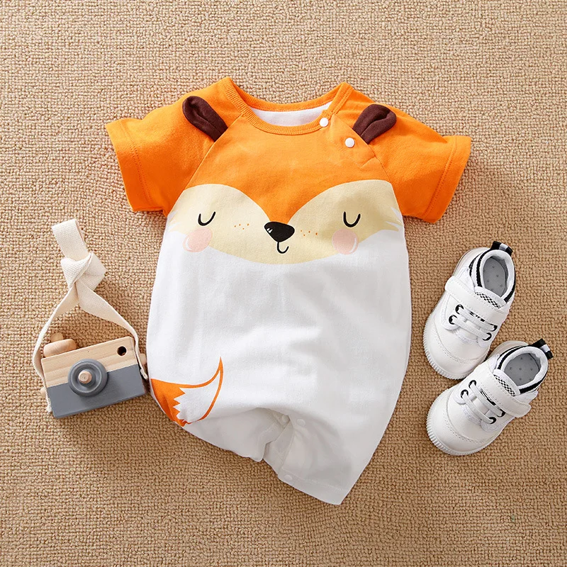 

TONSEN 0-2Y Cute Newborn Baby Boy Girl Crawling Clothes Cotton Cartoon Print Short-Sleeved Romper Jumpsuit Babe Onesie Bodysuit