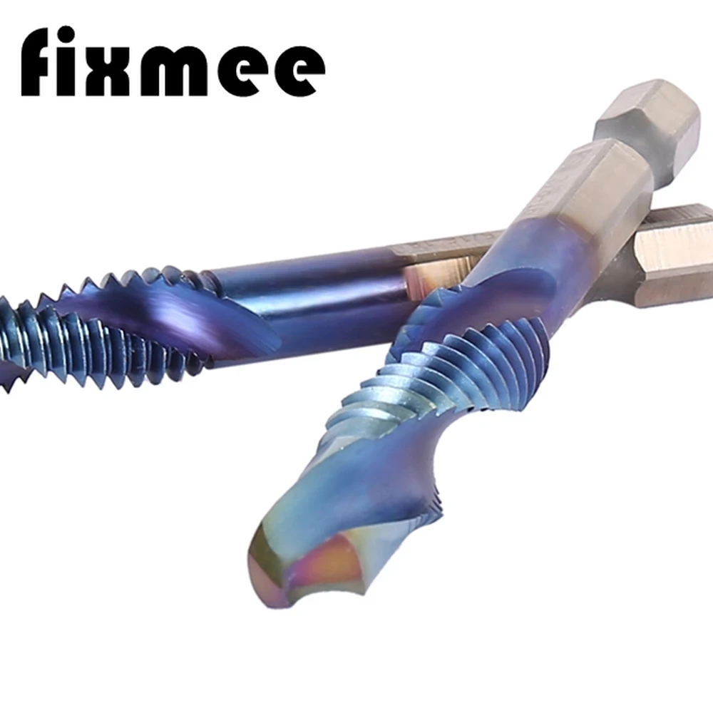 

6 Pcs M3-M10 Titanium HSS Combination Drill Tap Bit Hex Shank Titanium Plated HSS Screw Thread Metric Tap Drill Bits Hand Tools