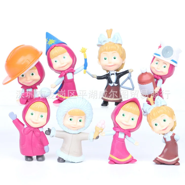 8 шт. мультфильм Маша и Медведь фигурки фигурка фигура аниме украшение кукла