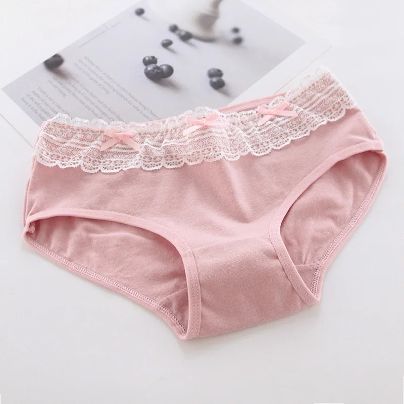 

Underpants Girls Female Students Sweet Pink Cotton Mid-Waist Youth Strawberry Comfortable Breathable Ladies Briefs