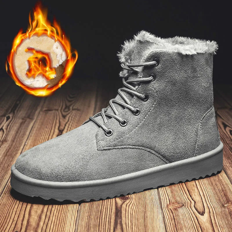 

Mens Winter Snow Boots High-top Plus Velvet Mens Outdoor Winter Flat Boots Thick Warm Men's Military Boots