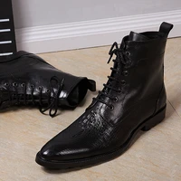 spring and autumn mens pointed boots britain top layer leather lace up rivet boots show mens boots office mens shoes
