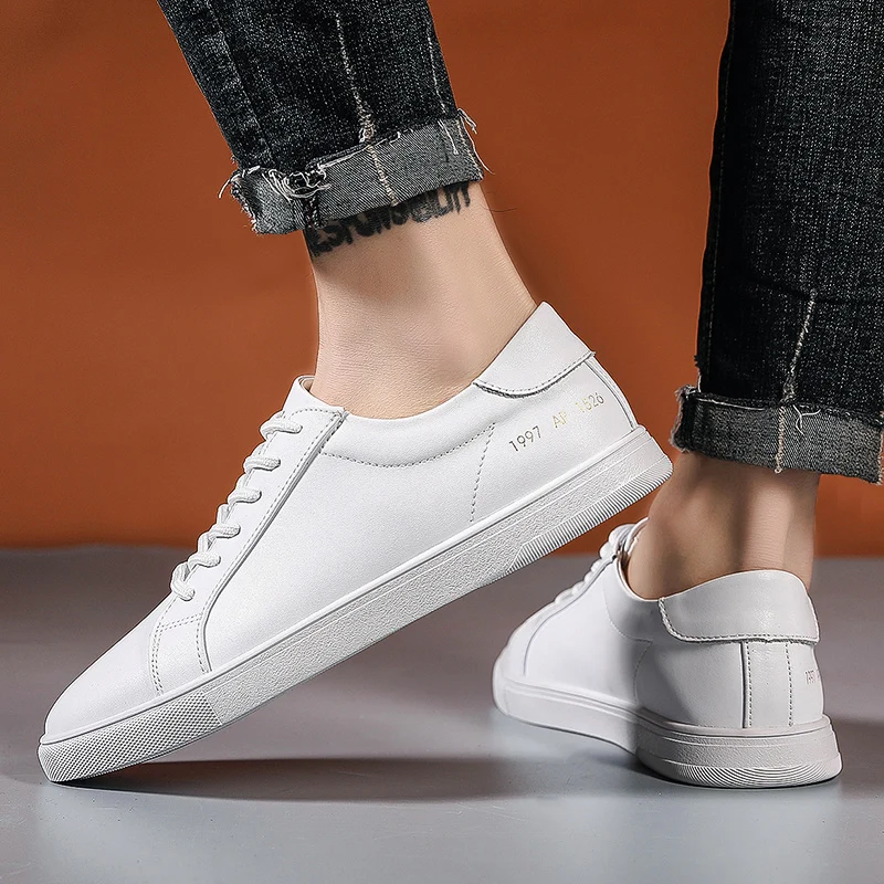 

Spring Casual Shoes Men White Black Fashion Men Shoe Comfortable Leather Shoes For Male Anti-Slip Walking Shoes Mens Size 38-44