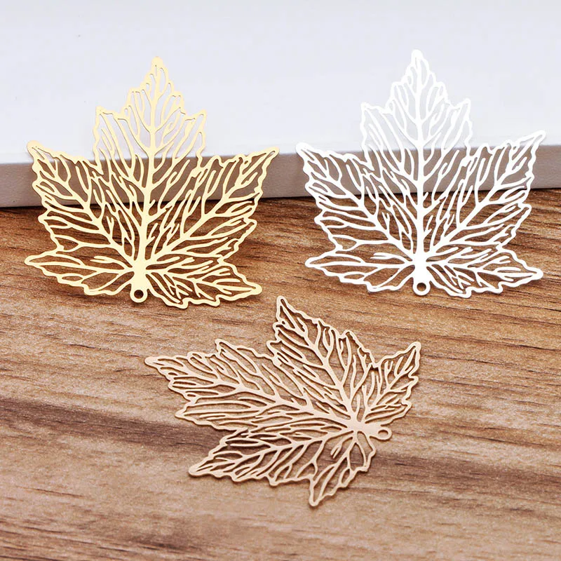 

45x43mm Filigree Maple Leaf Earring & Pendant Drops Findings DIY Craft Vintage Charms Metal Hair Clasp Bu Yao Making Multi-color