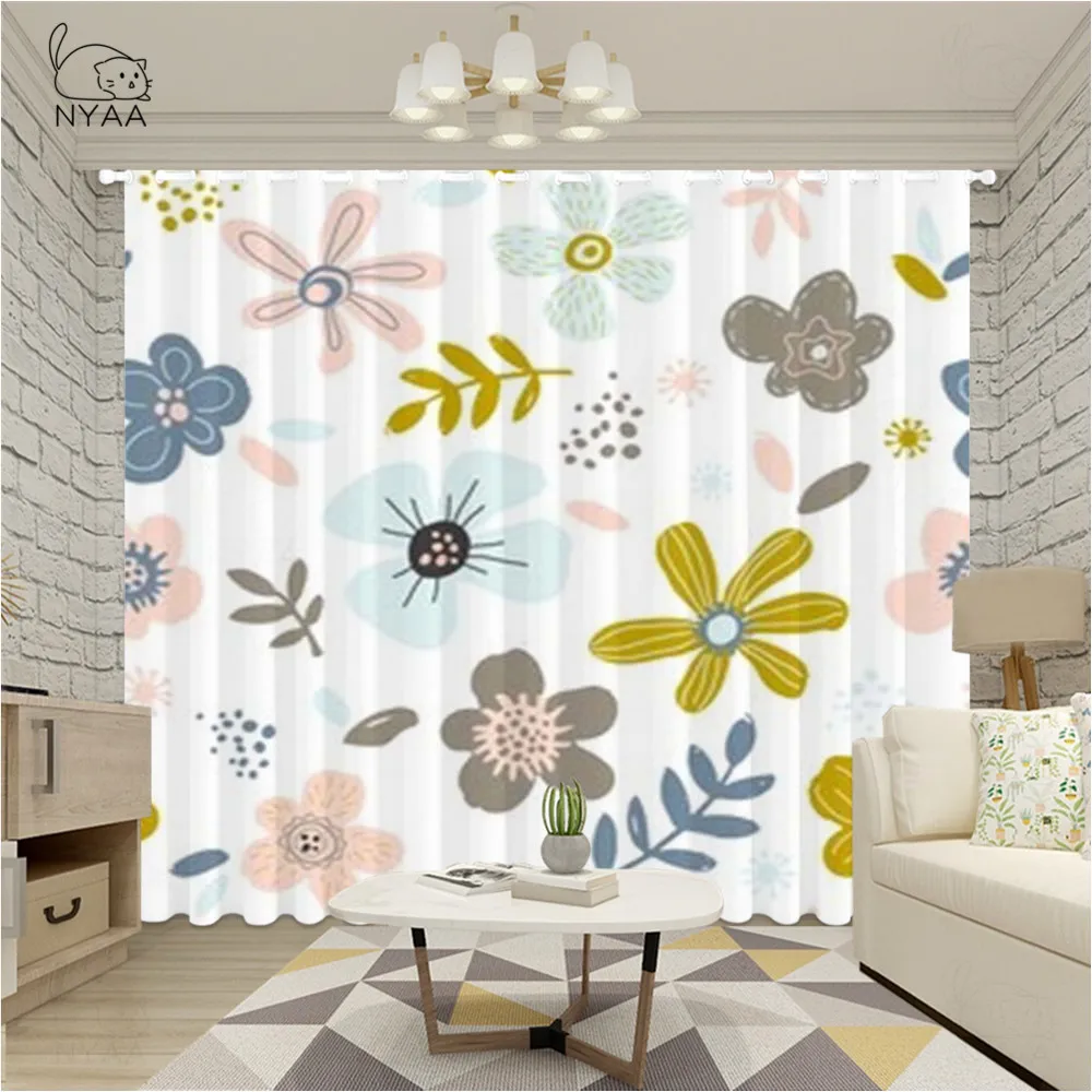 Плотные минималистичные Цветочные занавески тканевые для фотографий в гостиную