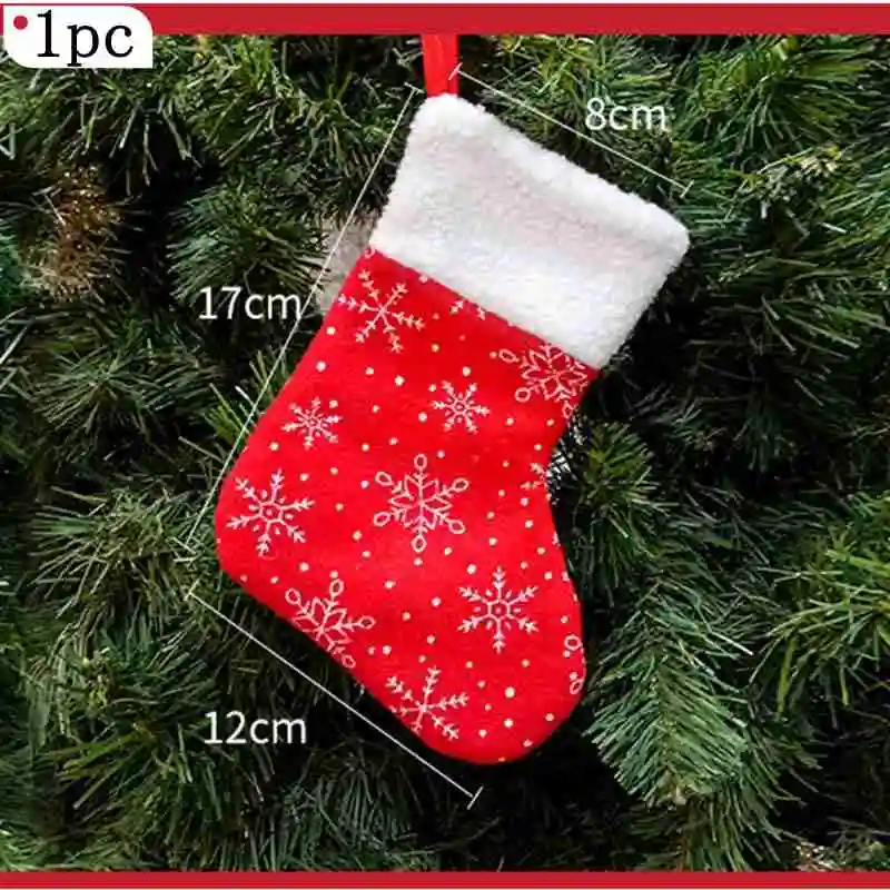 1PC red 1/3/4 шт, рождественские чулки, мини-носок, Подарочный пакет конфет для детей, Рождественский Декор, новогоднее, Рождественское украшение для дома - Цвет: 1PC red