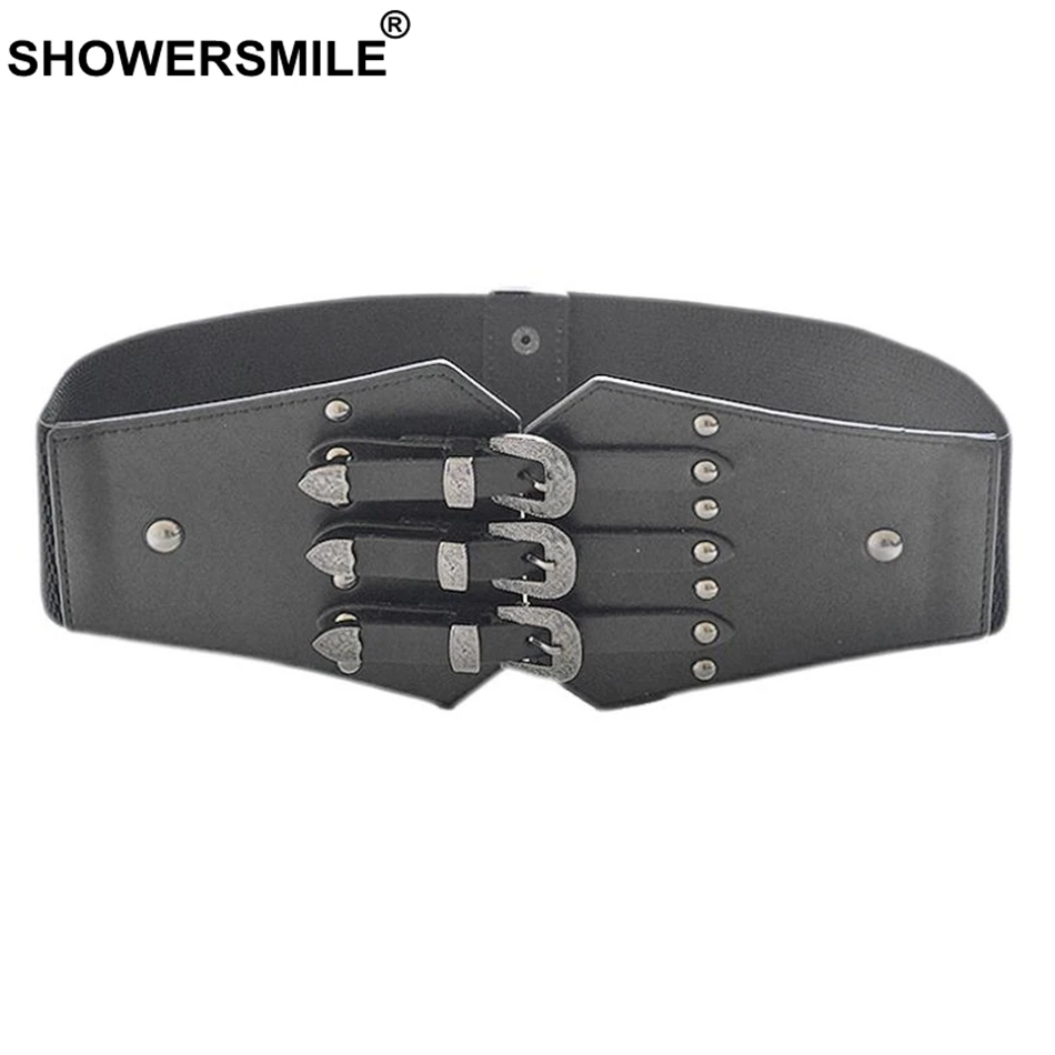 Рейни Шон ремни искусственная кожа эластичный корсет Широкие для платья черного