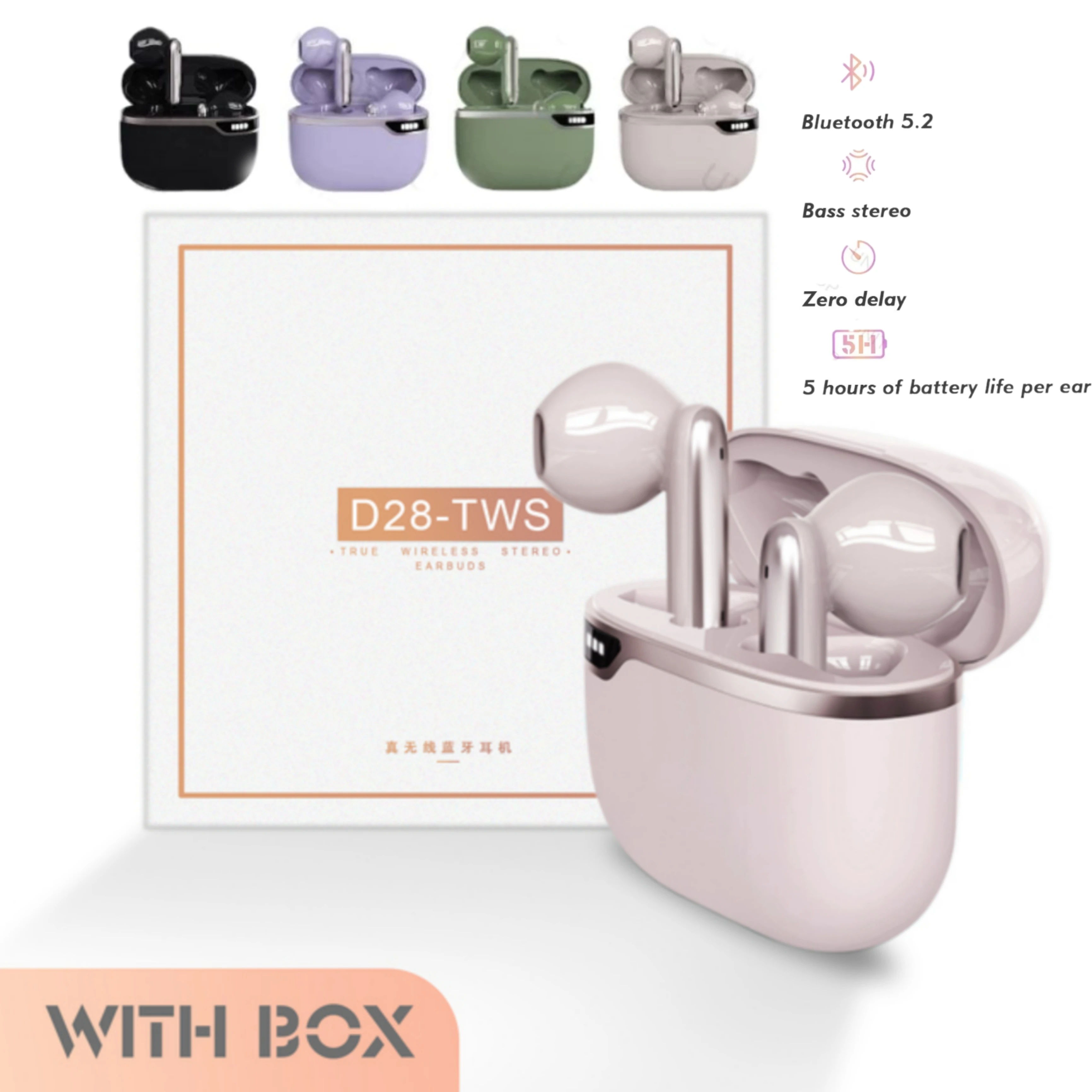 

TWS Wireless Headphones Bluetooth 5.2 Earphone Bass Stereo Headset Sport Earpiec With Mic Charging Box Earbuds For Xiaomi Huawei