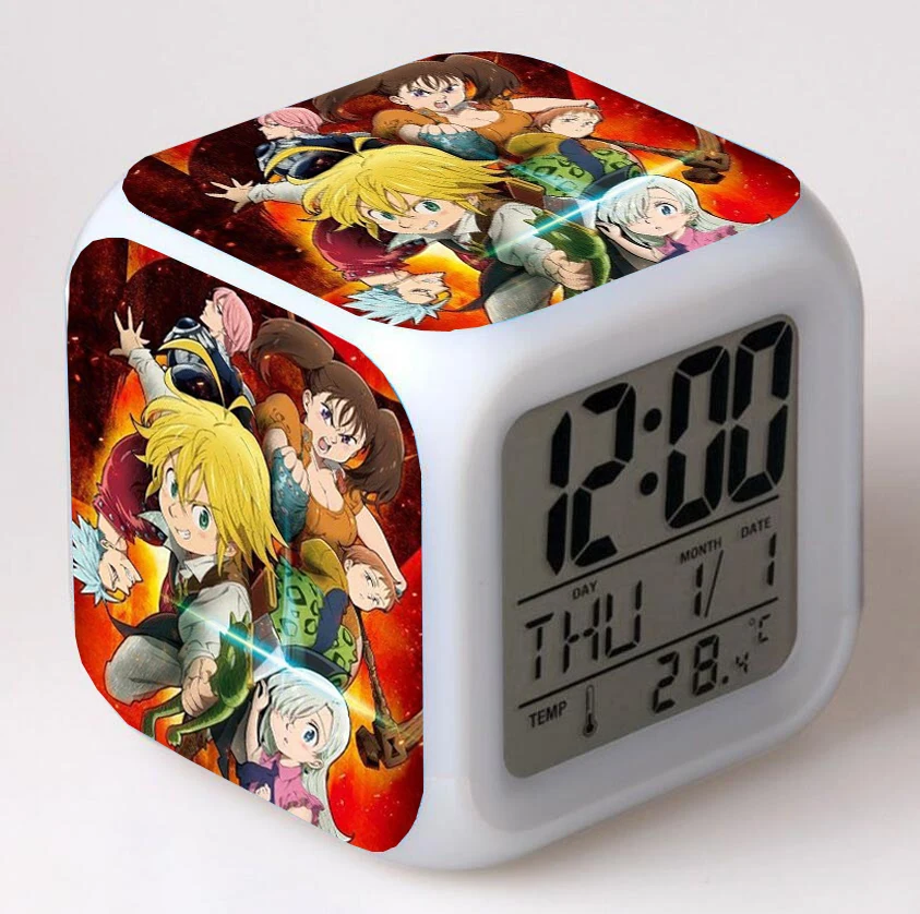 

Anime The Seven Deadly Sin Cartoon LED 7 Color Flash Digital Alarm Clocks Night Light Bedroom Desk Clock despertador Alarm-Clock
