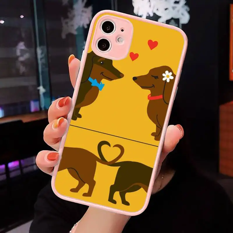 

Animal Dachshund Doberman dog Phone Case Pink matte transparent For iPhone 7 8 x xs xr 11 12 pro plus max mini Clear Funda