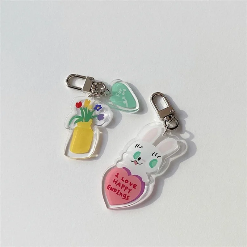 Ins корейский милый тюльпан вишня Ключ Пряжка Карандаш Чехол в форме сердца брелок