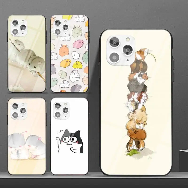 

Cartoon Hamster Phone Case For IPhone 6 6s 7 8 Plus X Xs Xr Xsmax 11 12 Pro Promax 12mini Tempered Glass
