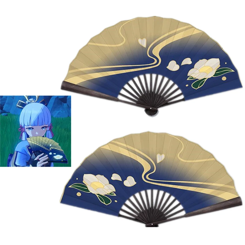

Game Genshin Impact Kamisato Ayaka Cosplay Prop Folding Fan Hand Two Sided Decor Paper Unisex