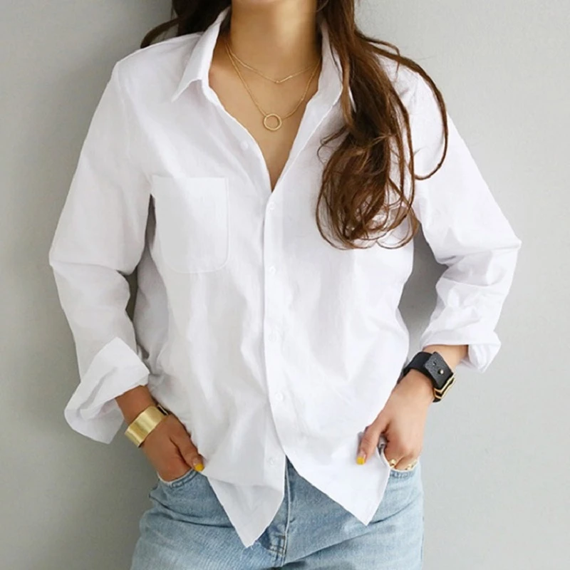 

Ladies Vintage Loose Blouse Women Shirt Casual Workwear Office Lady Soft White OL Style Women Shirt Female Blouse Tops Blusas