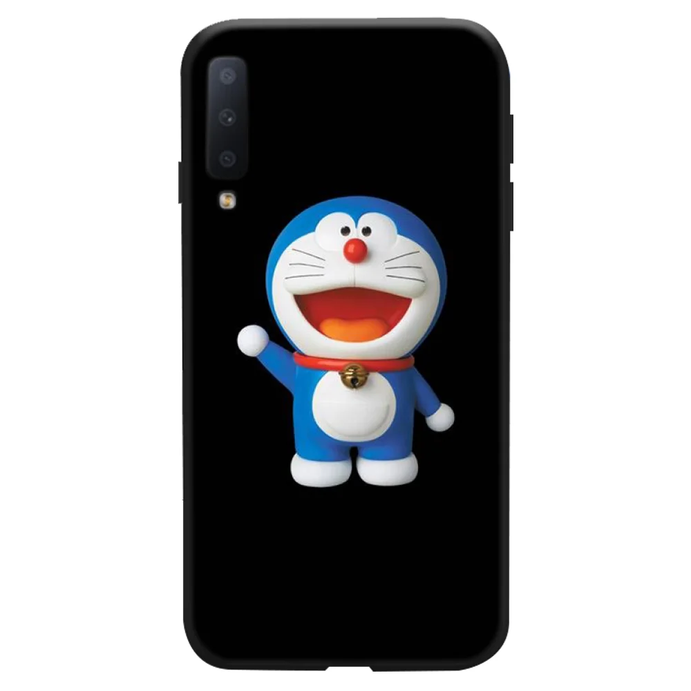 Мягкий черный чехол для телефона Doraemon с изображением синей кошки Samsung A20 A30 30s A40 A7