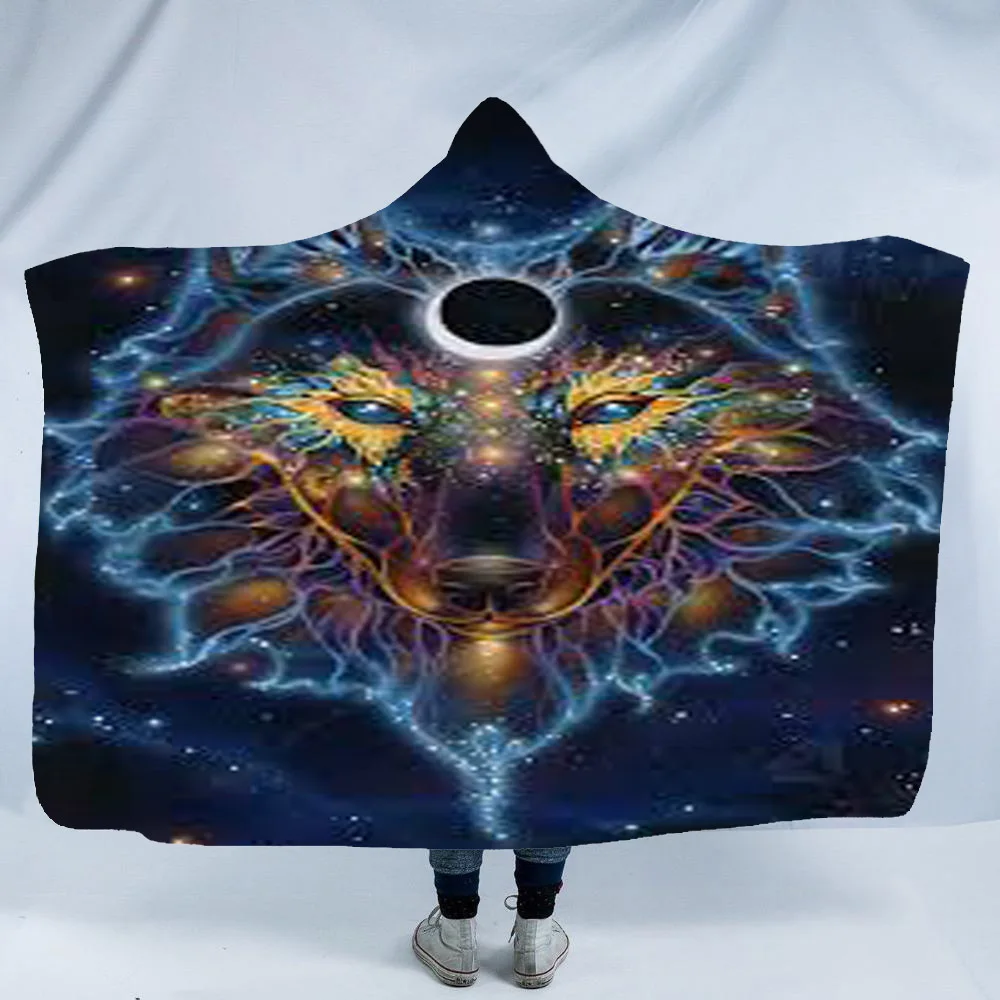 

Мультяшное одеяло с капюшоном волка для взрослых и детей носимый флисовый зимний плед с принтом мягкое постельное белье из микрофибры