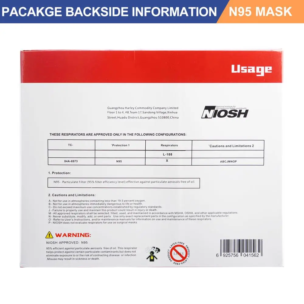 Маска N95 с сертификатом NIOSH 20 шт. дышащая защитная маска для лица Пылезащитная рта