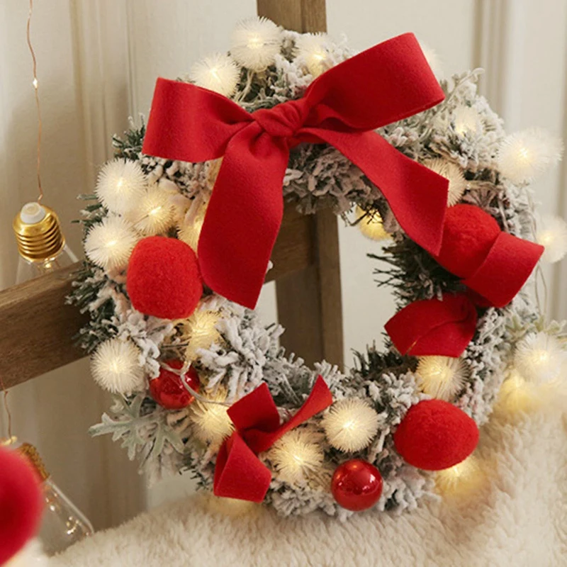 

2 Pcs Christmas Wreath New Year Window Door Decoration Props Scene Arrangement Christmas Wreath Decorations-Red & Pink