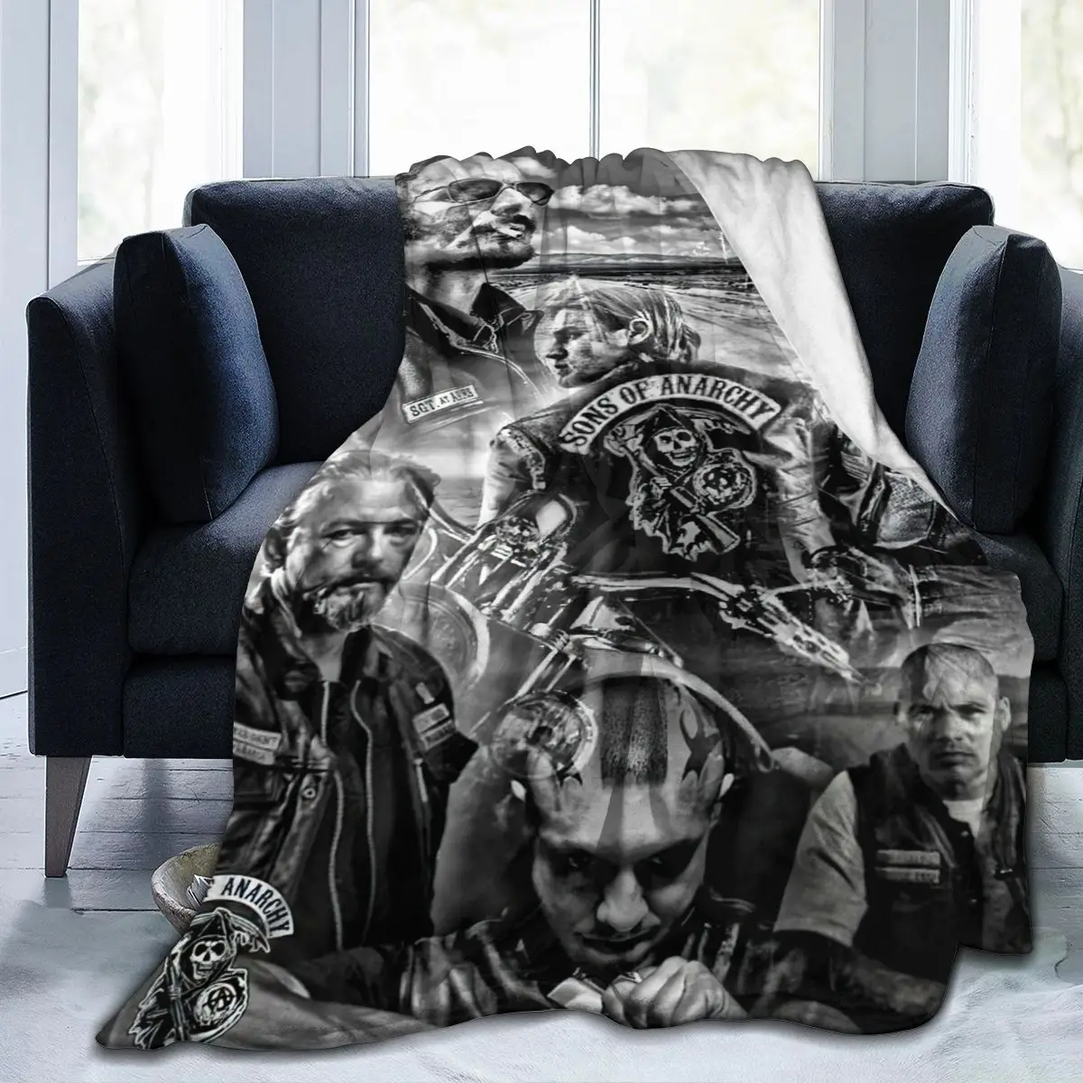 

Skull Fangku 3D Printing Super Soft Blanket Retro Lattice Sublimation Cartoon Bedding Flannel Children Adult Bedroom Decoration