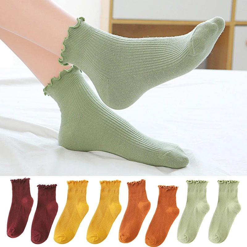 

1 пара женских носков, кружевные однотонные дышащие эластичные носки для весны и осени, магазин NYZ