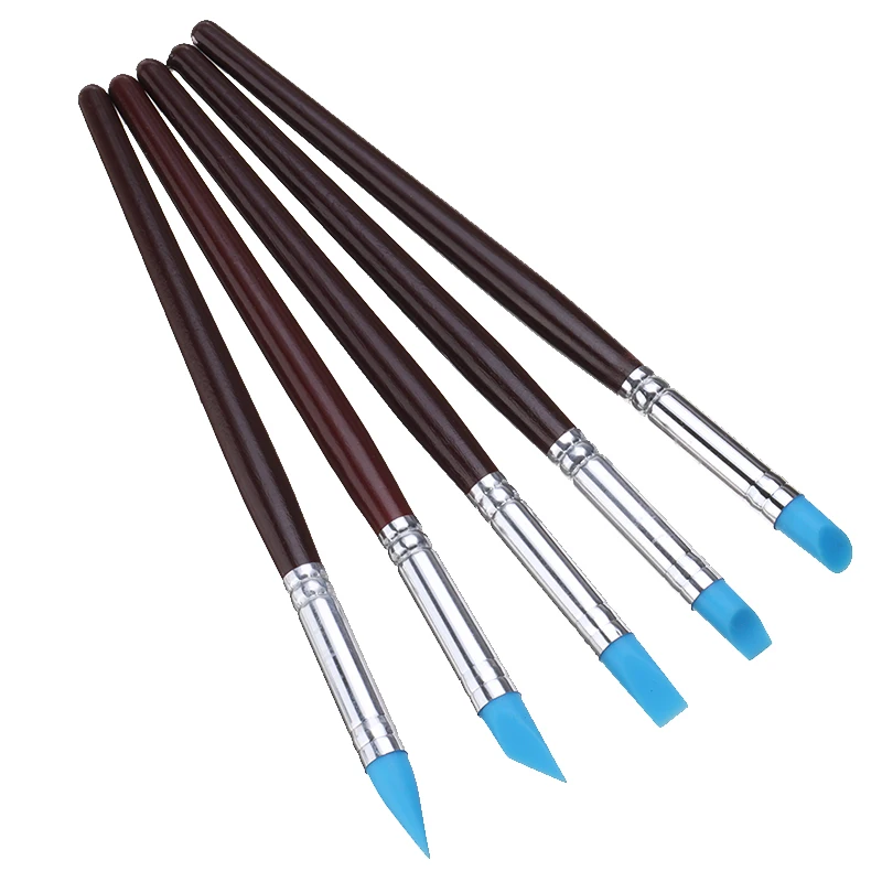 5 шт деревянная ручка Силиконовая Резиновая глина формирователь Лепка