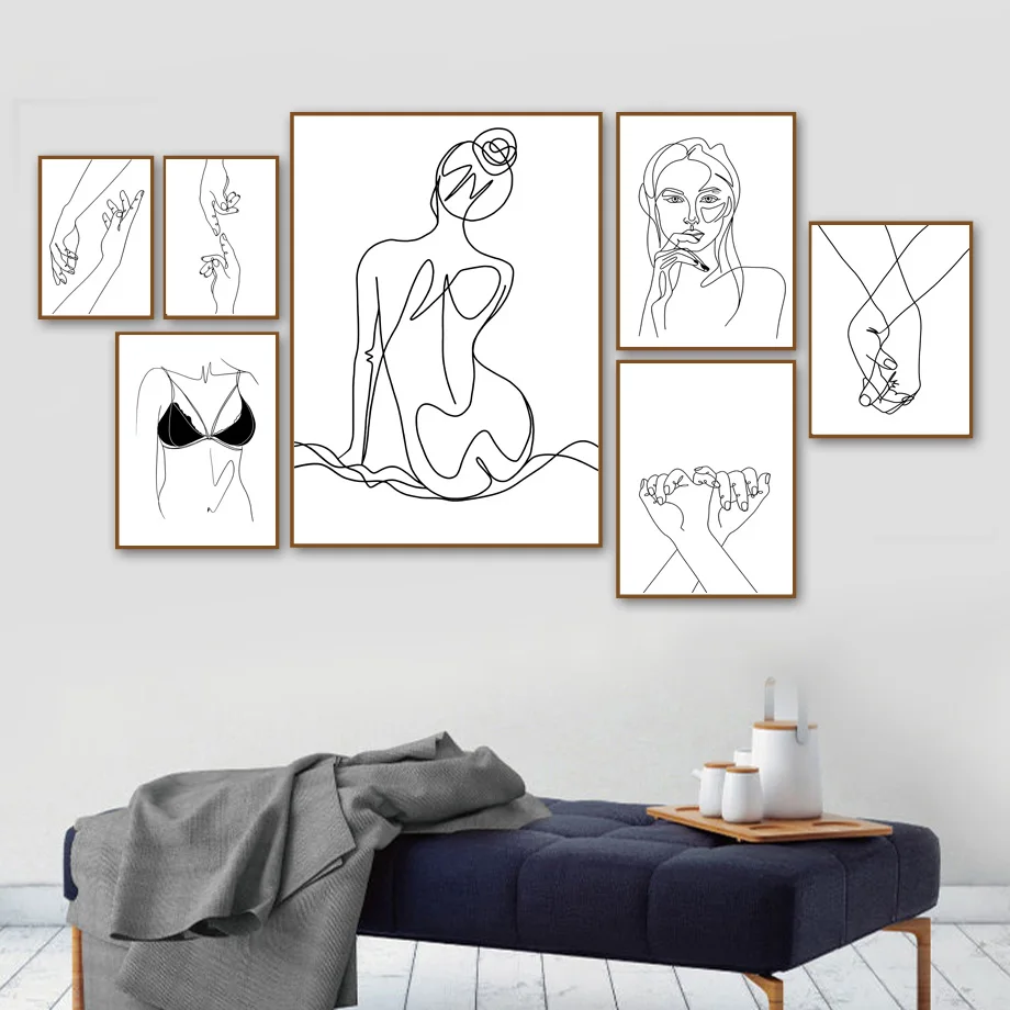 

Abstract Line Lady Wall Art Canvas Painting Body Art Hand Drawing Nordic Posters And Prints Wall Pictures For Living Room Decor