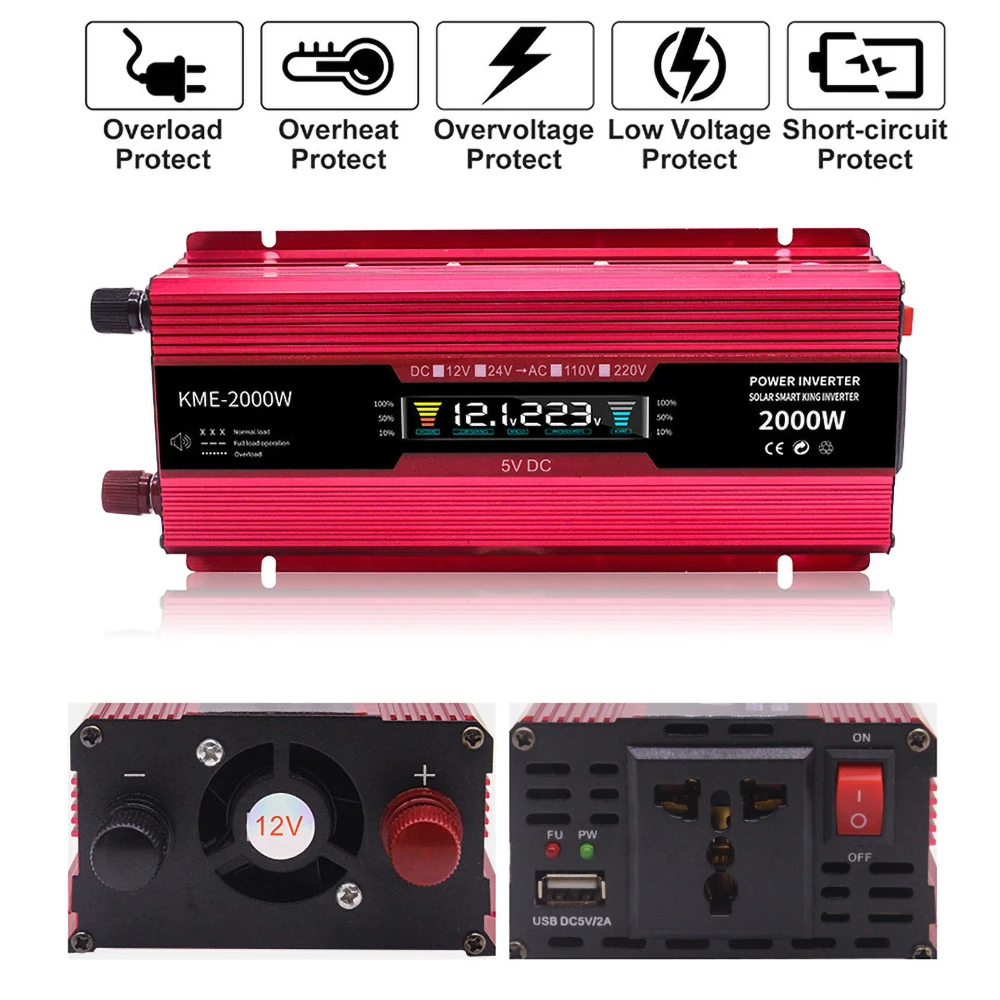 Автомобильный преобразователь напряжения 600-2000 Вт 12 В постоянного тока в 220