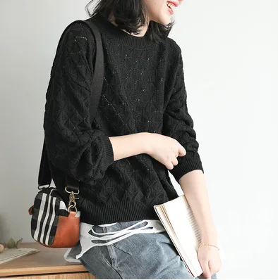 Осенний свитер женские вязаные свободные модные пуловеры новинка 2019 топы