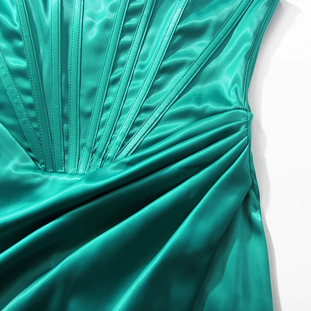 

Fyrneh Spring Summer 2021 Women Fashion Satin Dress Club Fashion Evening Party Elegant Off Shoulder Slim Backless Dress