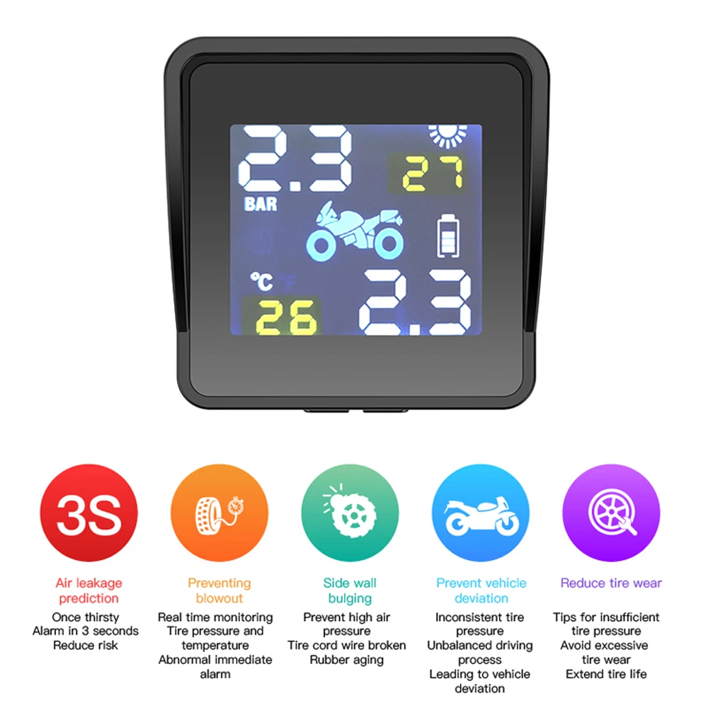 Беспроводная система контроля давления в шинах мотоцикла TPMS водонепроницаемый