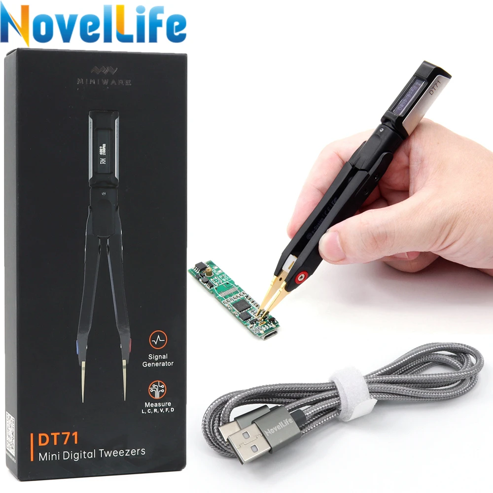 Миницифровые щипцы DT71: смарт-тестер SMD, портативный LCR-метр, проверка диодов, резисторов и конденсаторов, генератор сигналов 10 кГц, автоматический сканер.