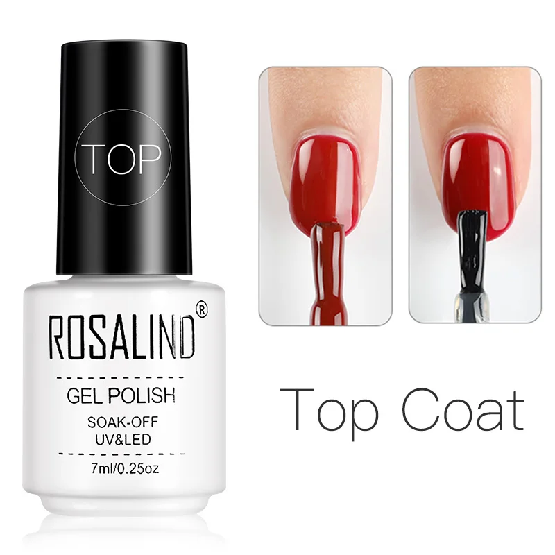Top ROSALIND матовый Гель-лак для ногтей, УФ светодиодный, лампа для маникюра, для ногтей, полуперманентный, 7 мл, Гель-лак, Базовое покрытие - Цвет: Top