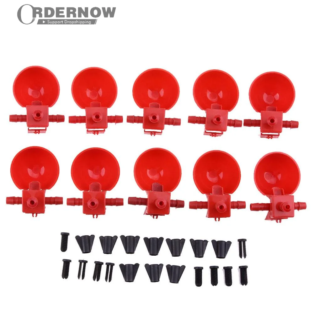 

10 шт. поилка для кур питьевые чашки для кур красная перепелиная куриная чаша для воды Автоматическая домашняя птица курятник подача питьево...