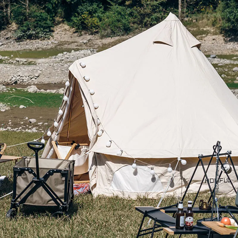 Bestellen Hohe Qualität 5-8 Person Camping Zelt 4-Saison Outdoor Luxus Camping Pyramide Große Jurte Atmungsaktive Baumwolle Naturehike Baldachin Zelt